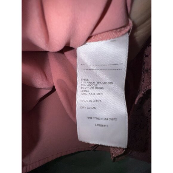 Laundry By Shelli Segal Pink Mauve Lace Bell Sleeve Top Shirt Blouse Large Boho - Picture 10 of 13